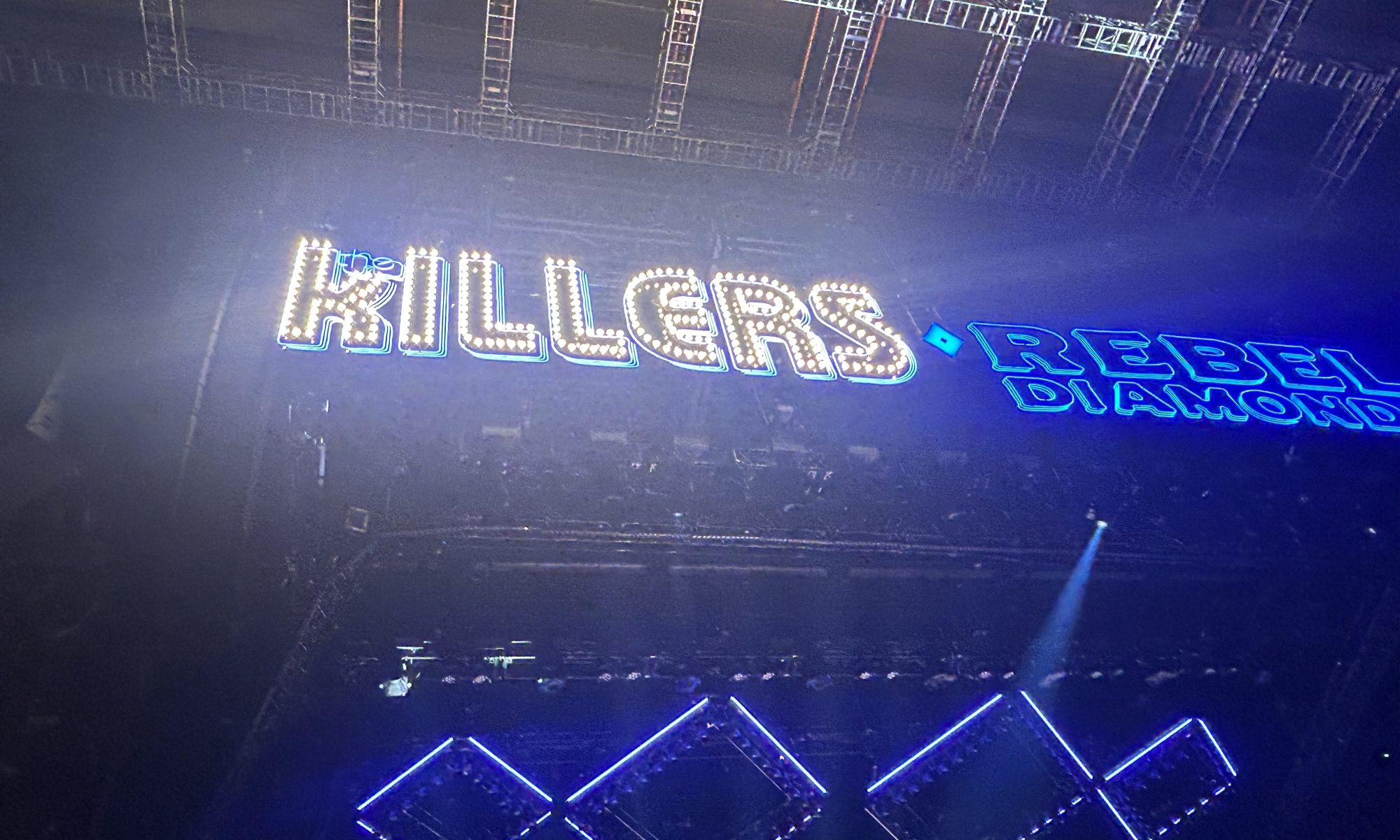 Killers rebel diamonds light sign in blue