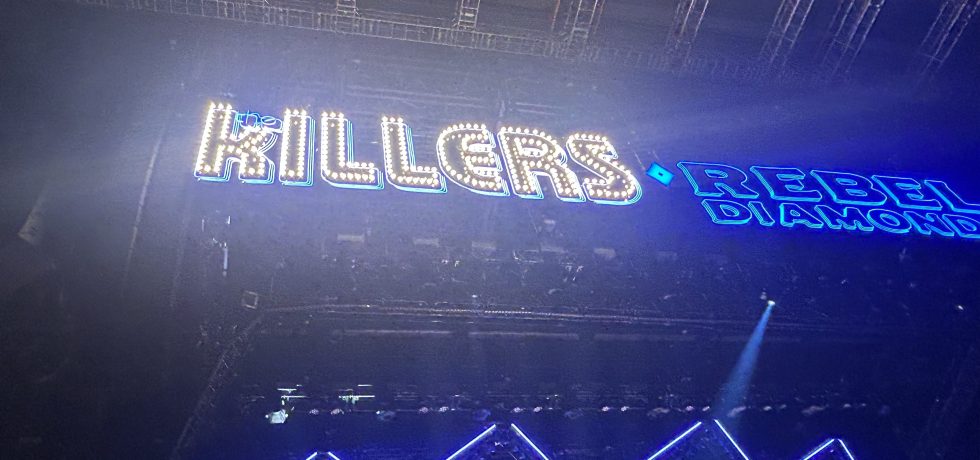 Killers rebel diamonds light sign in blue