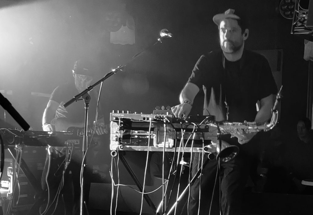 black and white image of musician