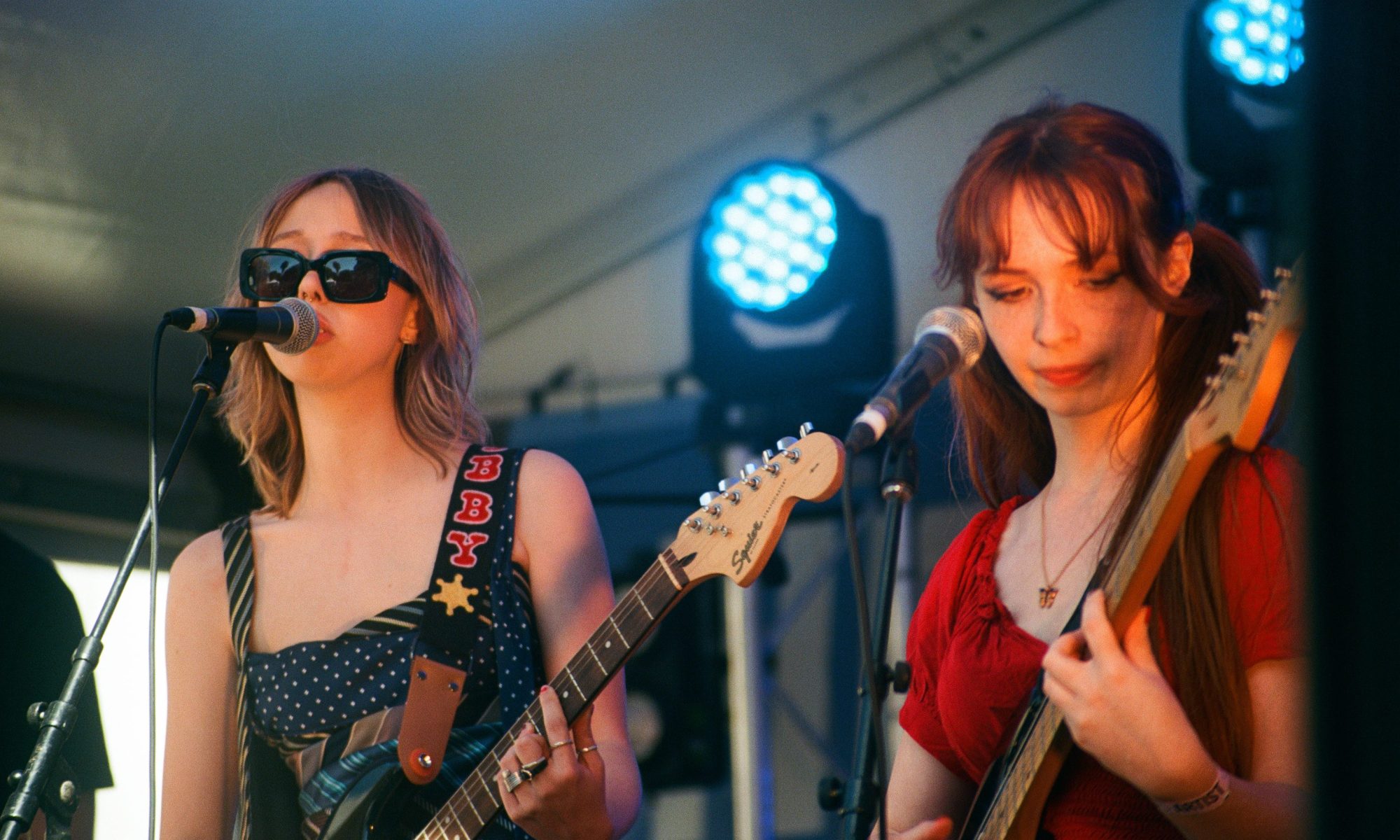 Guitarist and singer from Mansplainers at St Kilda Festival