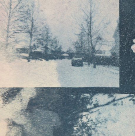 Grainy black and white image of a car in a snowscape. Single cover for Meadowglade's Magnolia