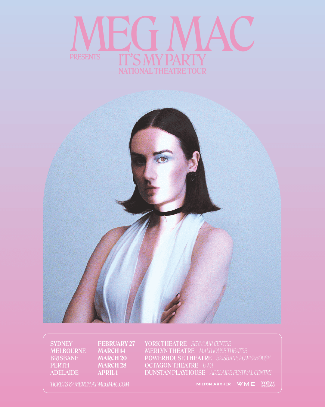 Meg Mac 2026 Australia Tour Poster (It's My Party Tour)