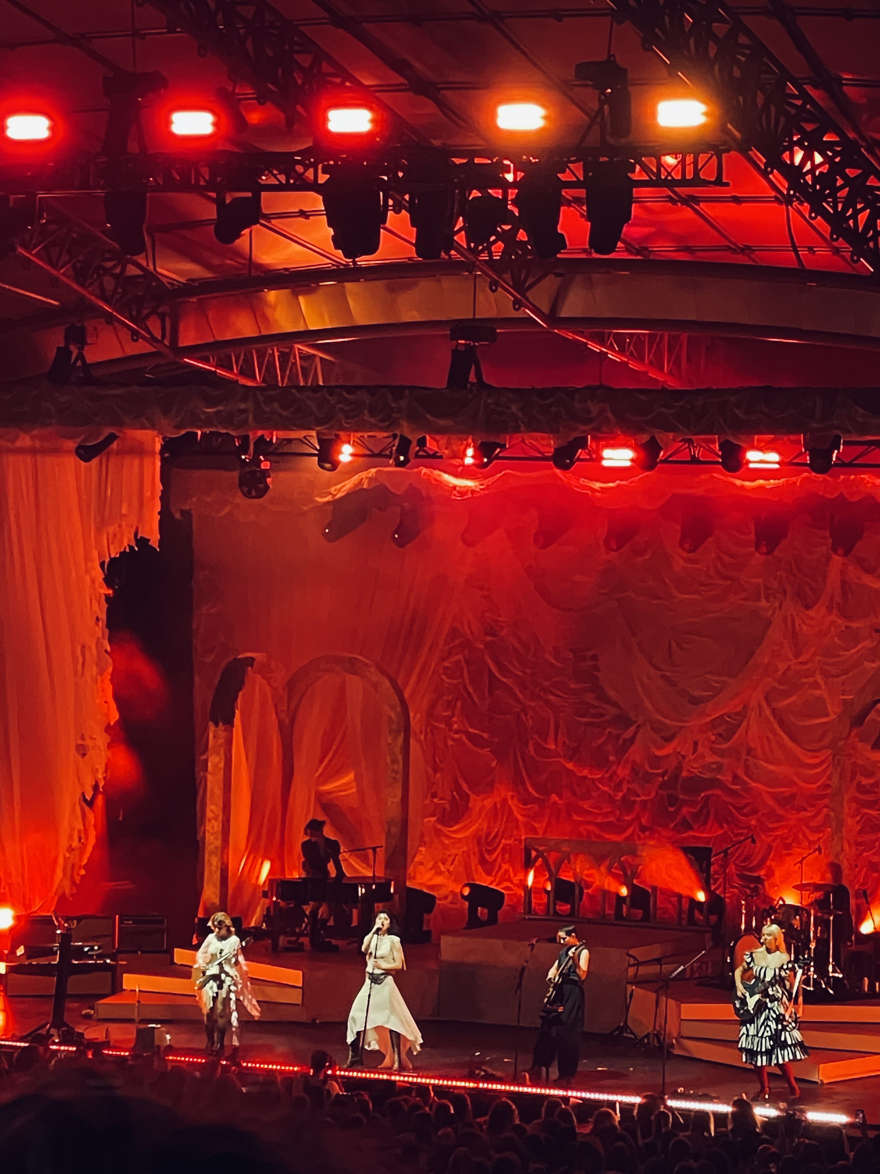 The Last Dinner Party performing at Melbourne's Sidney Myer Music Bowl