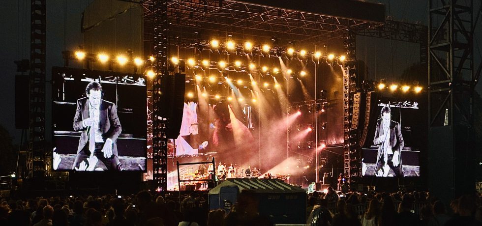 Image of the stage and the crowd at Nick Cave and The Bad Seeds Melbourne