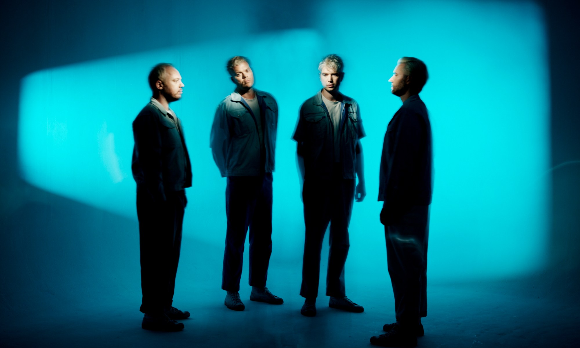Image of bang Everything Everything against a blue background.