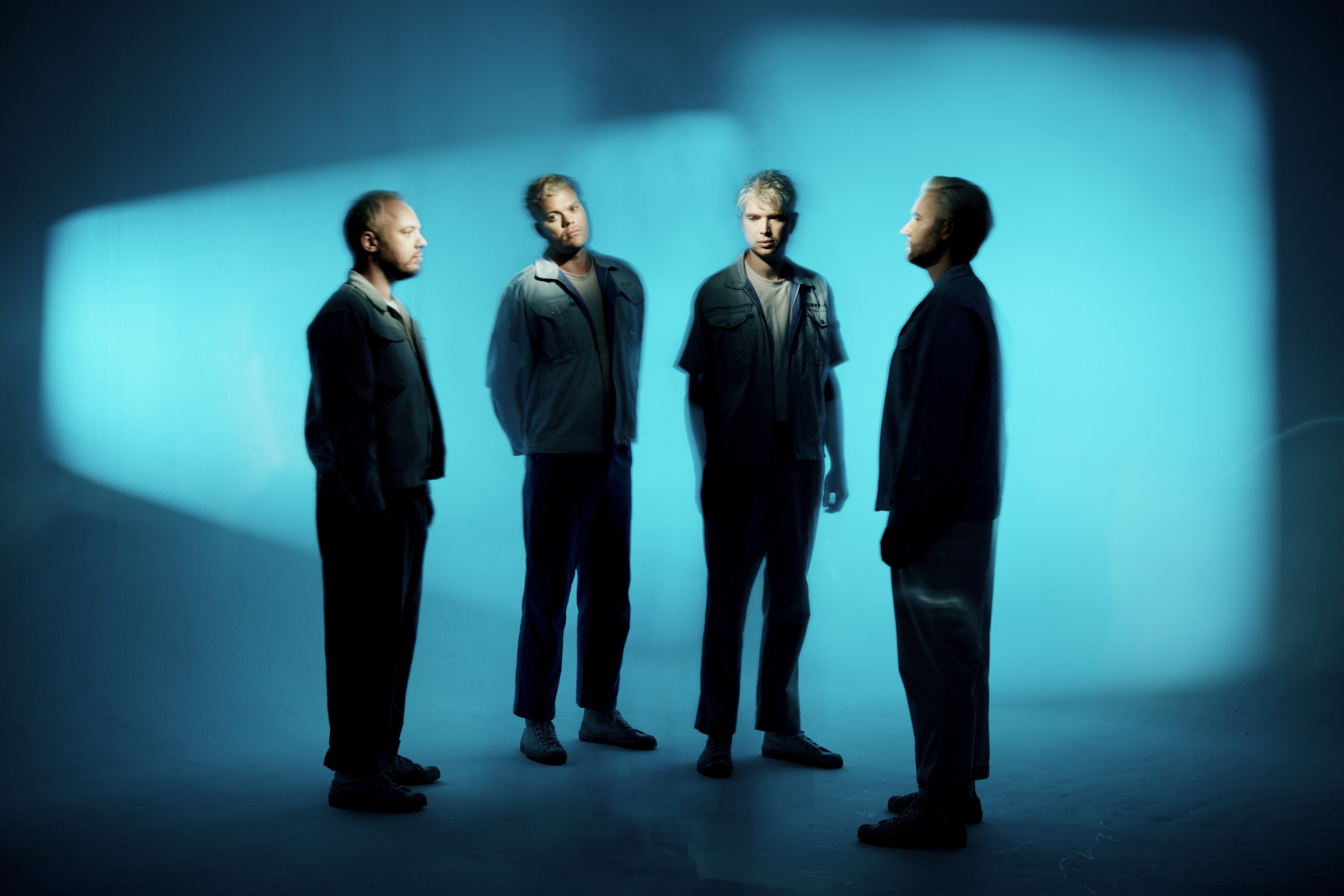 Image of bang Everything Everything against a blue background.