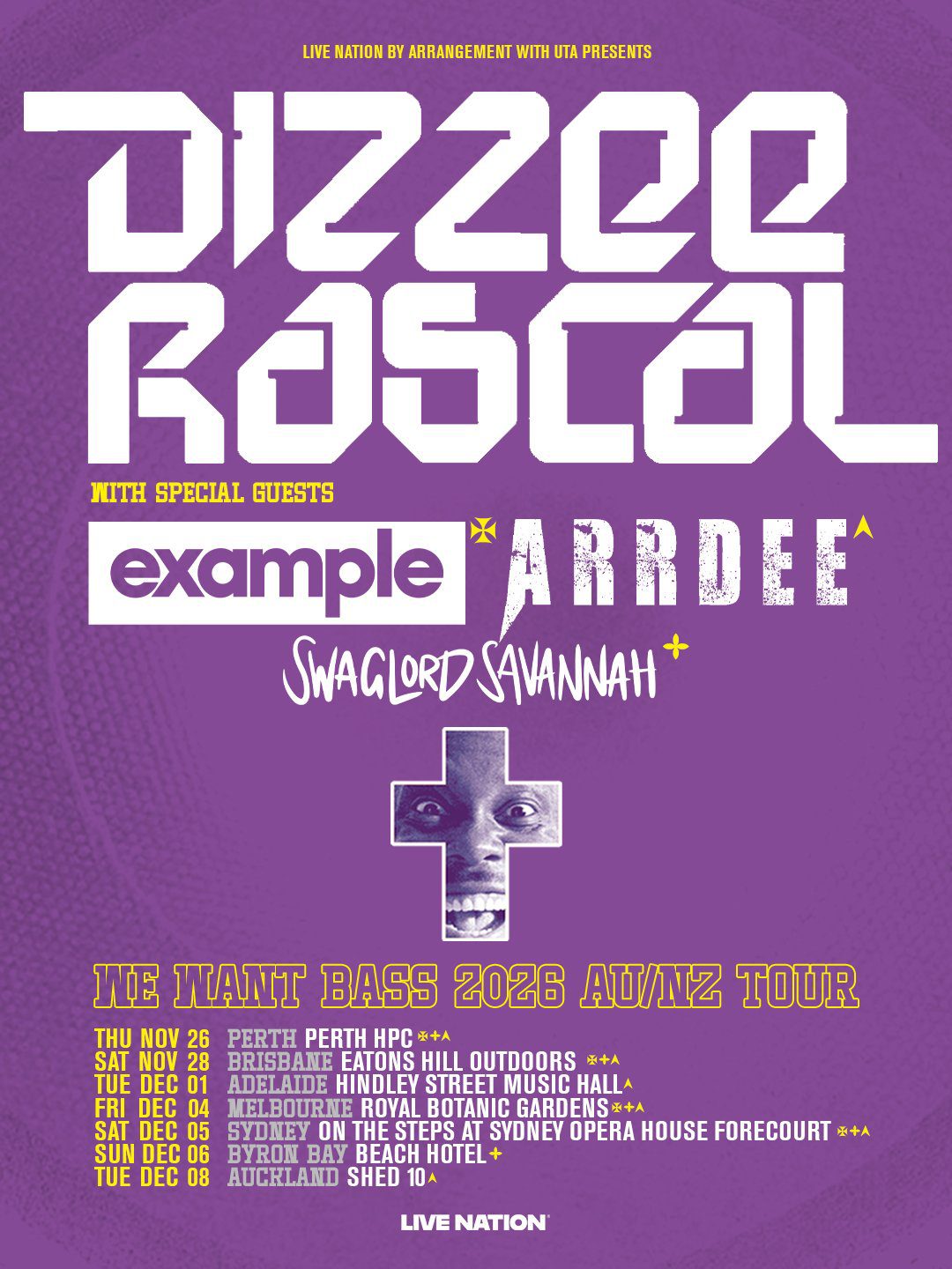 Dizzee Rascal Australia 2026 tour poster