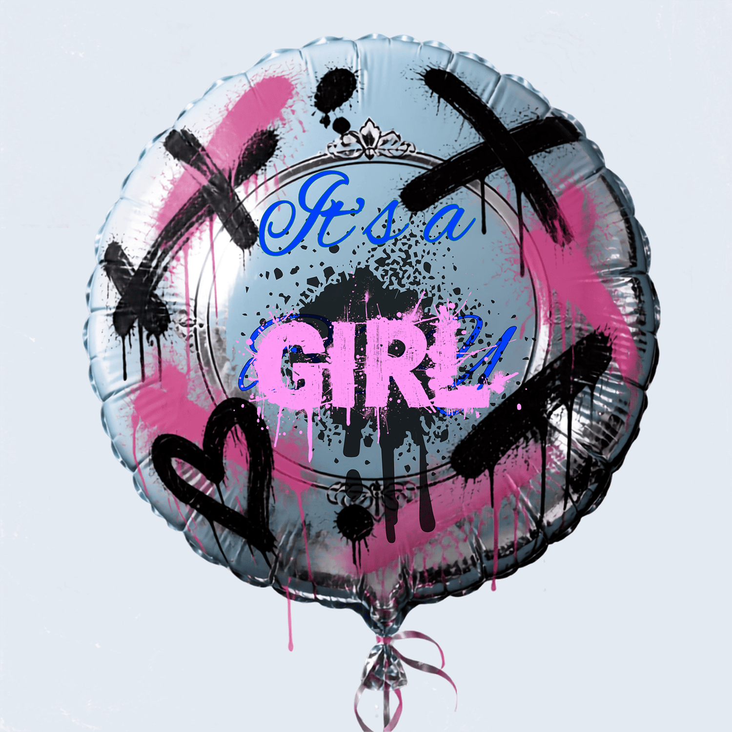 Silver Helium Balloon reading "It's A Girl". Single cover for Amy Jo Doh and The Spangles